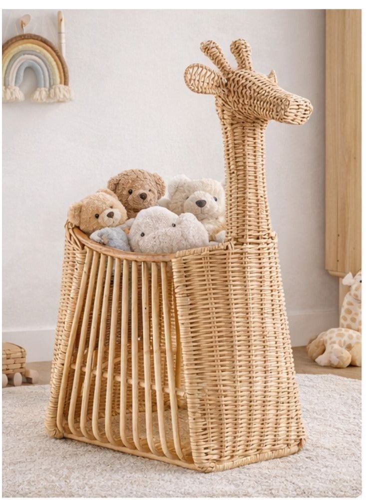 Homesmiths Giraffe Rattan Floor Storage Basket – 66 x 33 x 82 cm, Handwoven Tall Decorative Basket for Blankets, Laundry, Cushions, Toys & Home Organization - Image 1