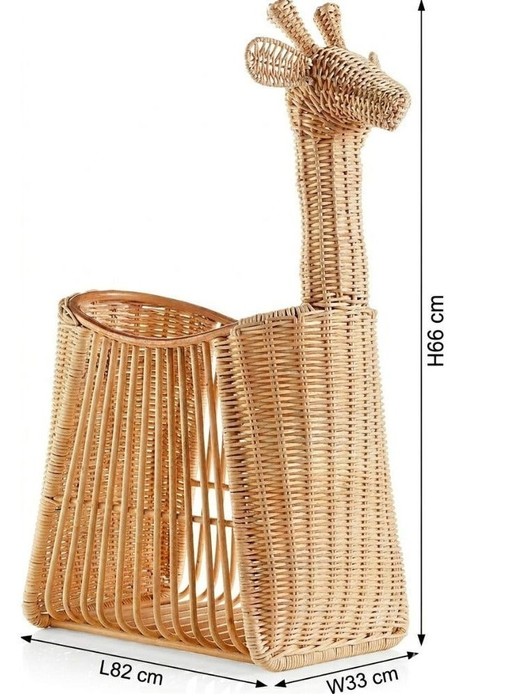 Homesmiths Giraffe Rattan Floor Storage Basket – 66 x 33 x 82 cm, Handwoven Tall Decorative Basket for Blankets, Laundry, Cushions, Toys & Home Organization - Image 2