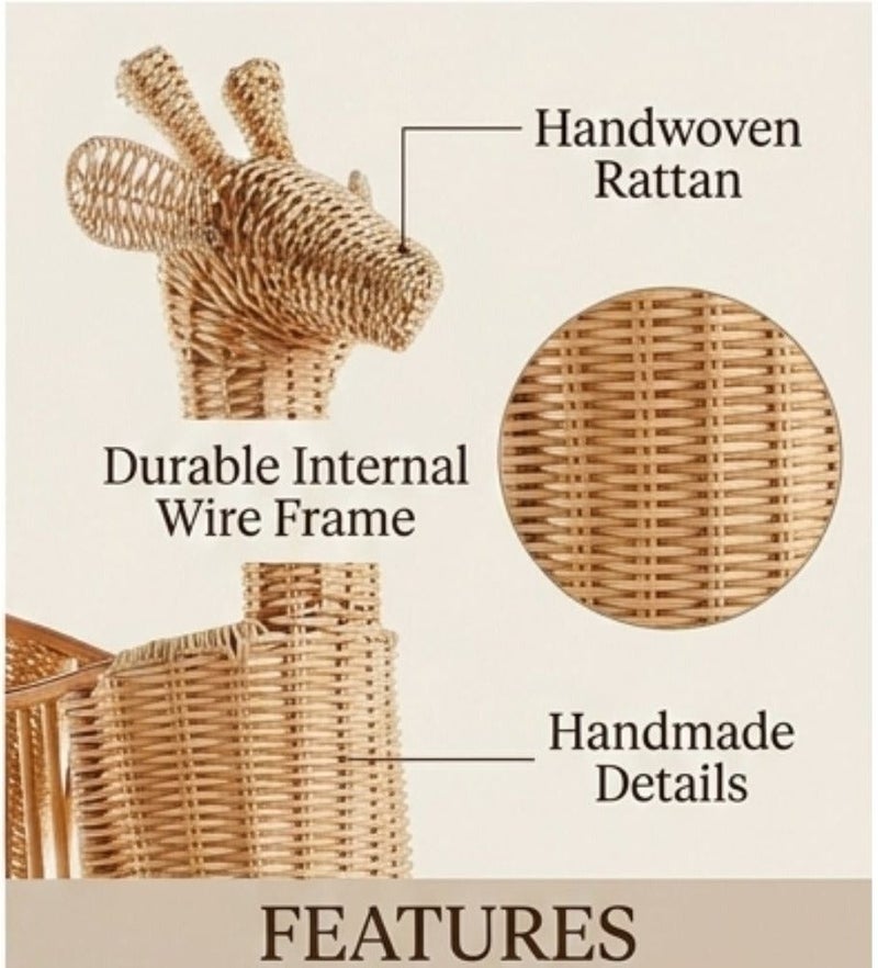 Homesmiths Giraffe Rattan Floor Storage Basket – 66 x 33 x 82 cm, Handwoven Tall Decorative Basket for Blankets, Laundry, Cushions, Toys & Home Organization - Image 3
