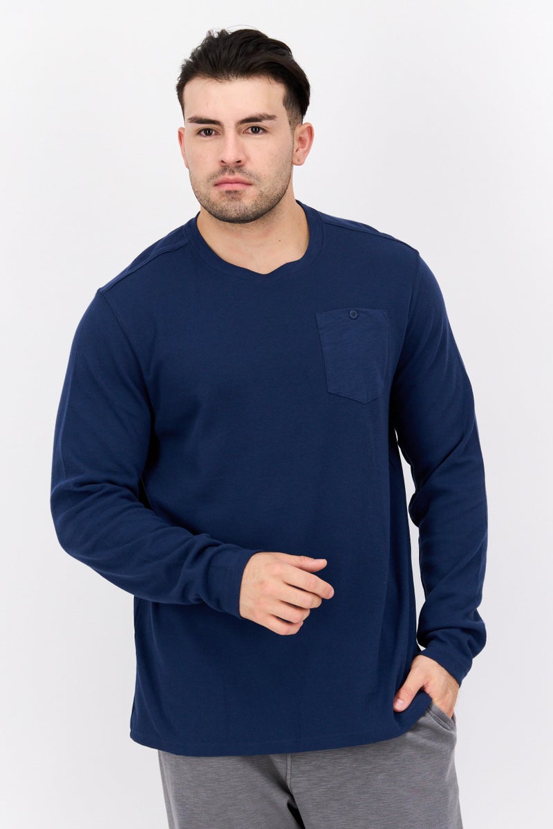 Hurley Men Crew Neck Solid Long Sleeve Sweatshirt, Navy - Image 1