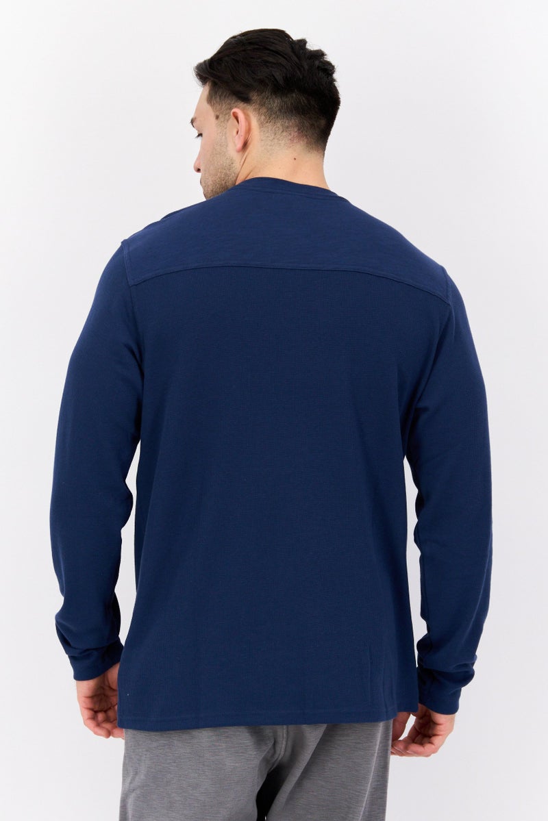 Hurley Men Crew Neck Solid Long Sleeve Sweatshirt, Navy - Image 2