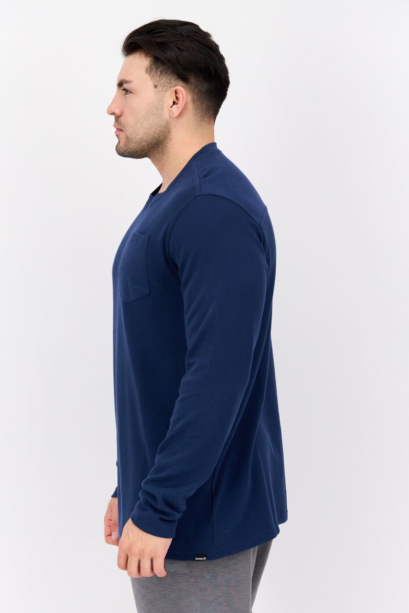 Hurley Men Crew Neck Solid Long Sleeve Sweatshirt, Navy - Image 4
