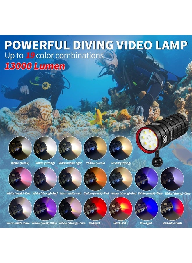 LetonPower Turbo S Pro Dive Light, 13000Lumens 100m Underwater Video Light,Diving Flashlight,Waterproof Flashlight with Type-C Charging for Professional Under Water Sports - Image 2