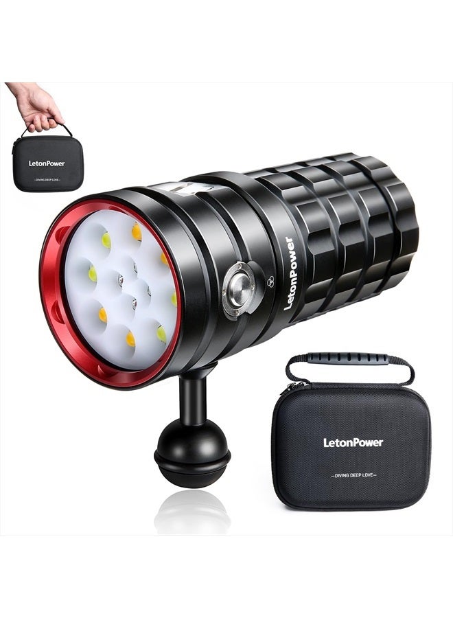 LetonPower Turbo S Pro Dive Light, 13000Lumens 100m Underwater Video Light,Diving Flashlight,Waterproof Flashlight with Type-C Charging for Professional Under Water Sports - Image 1