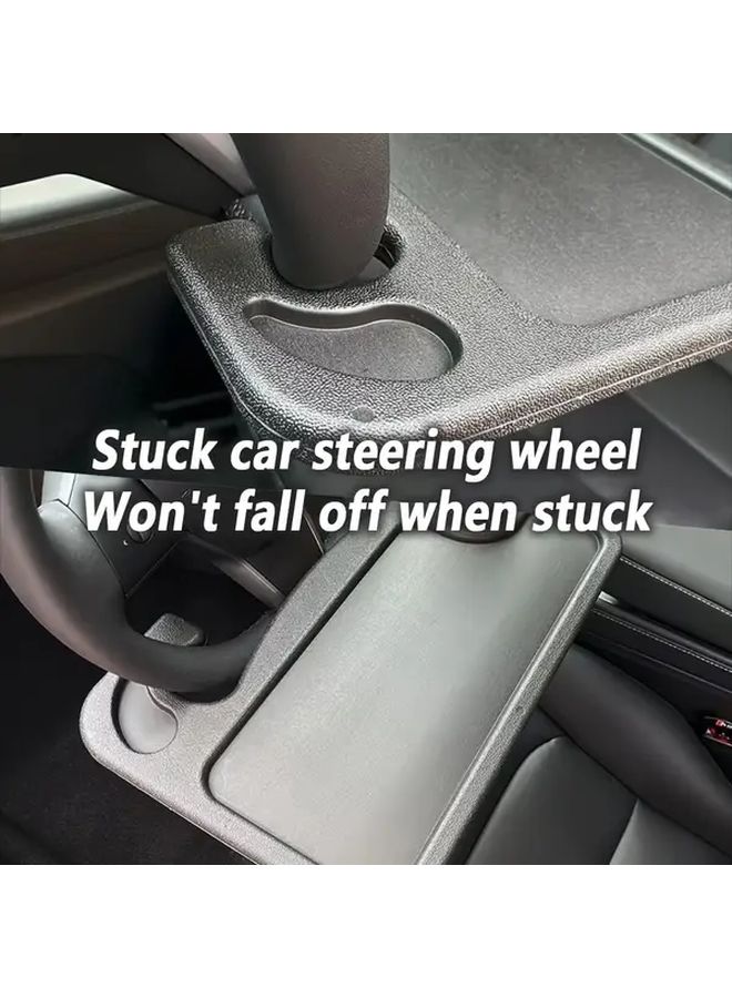 Gray 4 In 1 Multifunctional Car Steering Wheel Desk With Laptop Stand And Holders - Image 3