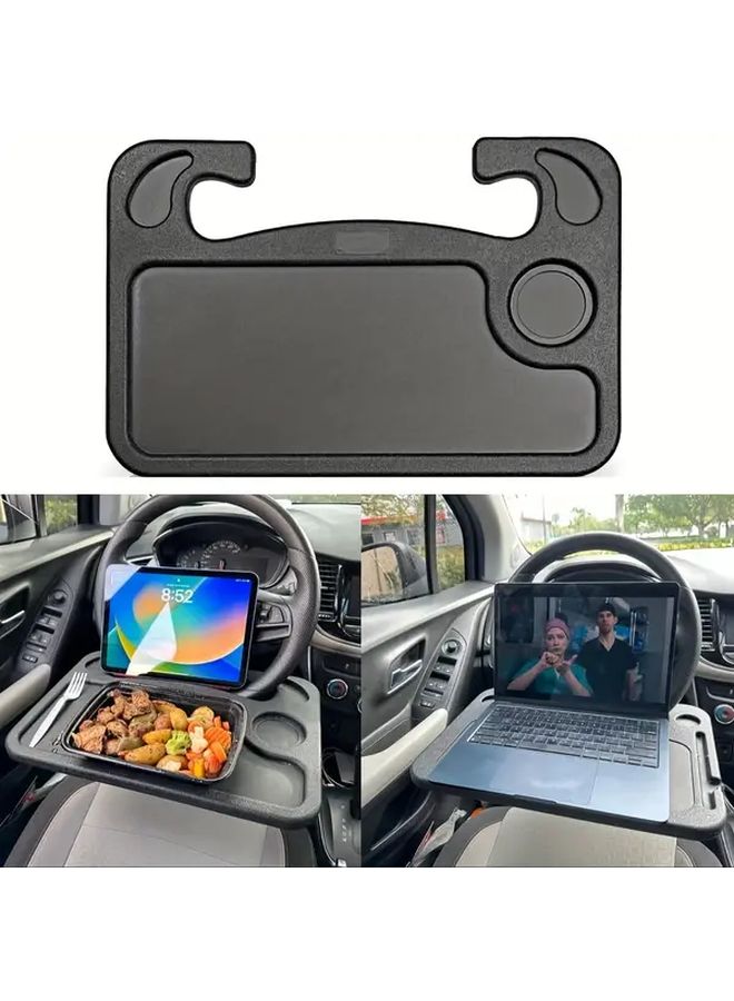 Gray 4 In 1 Multifunctional Car Steering Wheel Desk With Laptop Stand And Holders - Image 1