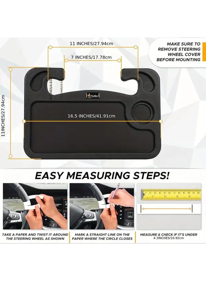 Gray 4 In 1 Multifunctional Car Steering Wheel Desk With Laptop Stand And Holders - Image 2