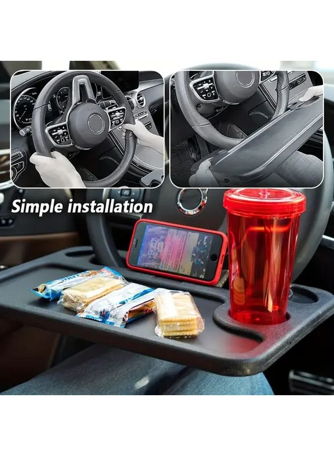 Gray 4 In 1 Multifunctional Car Steering Wheel Desk With Laptop Stand And Holders - Image 4