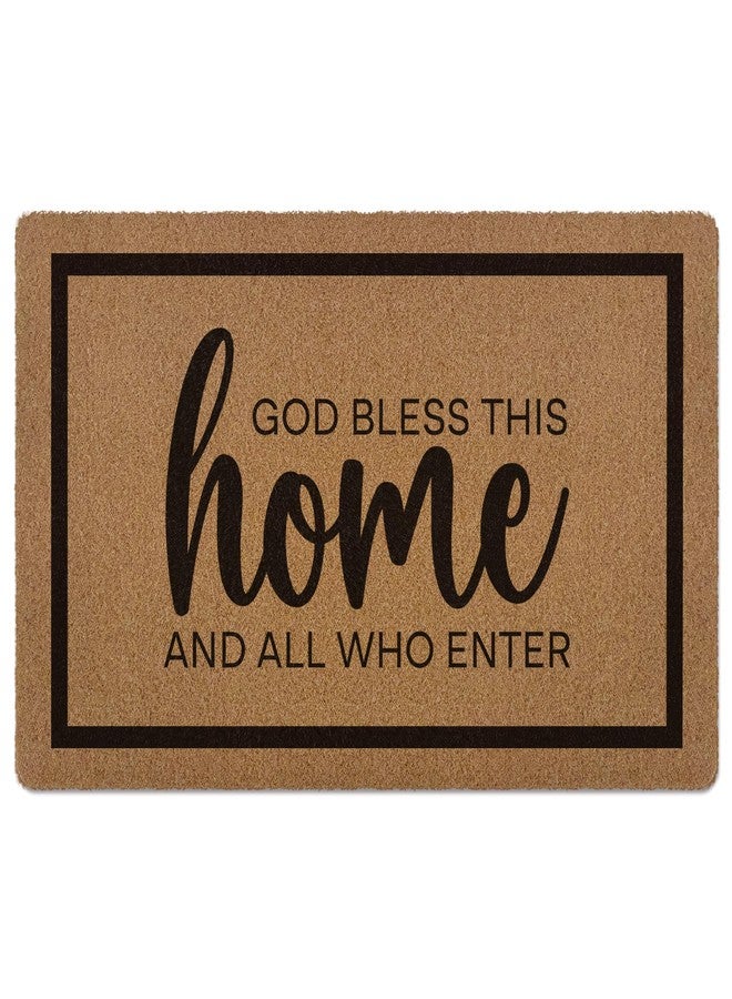 XLDLIOO Christian Door Mat, God Bless This Home Doormat, Bible Verse Welcome Front Door Mat Indoor Outdoor Entrance, Scripture Artificial Coir Doormats Rugs for Patio Entry Home Decor, 30x17in - Image 1
