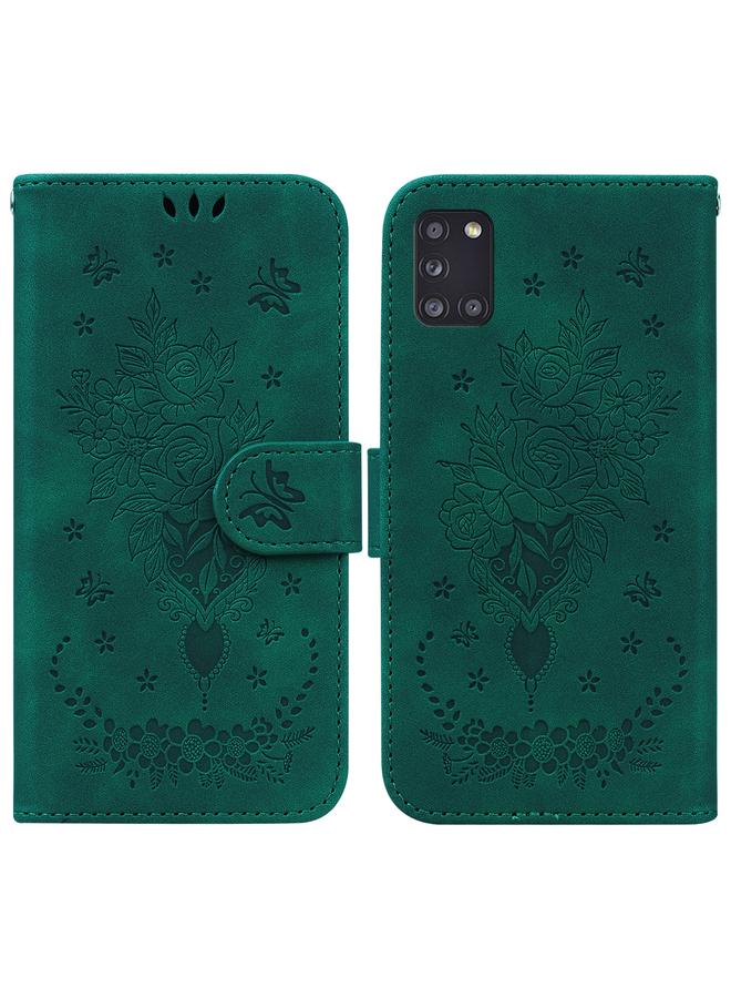 اس-توب جراب لهاتف Samsung Galaxy A31 مصنوع من الجلد المنقوش بنقشة الفراشة الوردية - Image 1