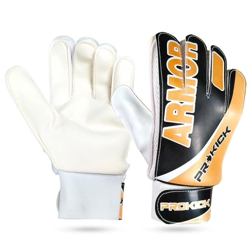 Prokick Armor Football Goalkeeper Gloves with Latex Palm for Extra Grip | Elastic Wrist Support & Protective Straps | Breathable & Durable | Ideal for Soccer Matches | in-Box: 1 Pair of Gloves (S) - Image 1