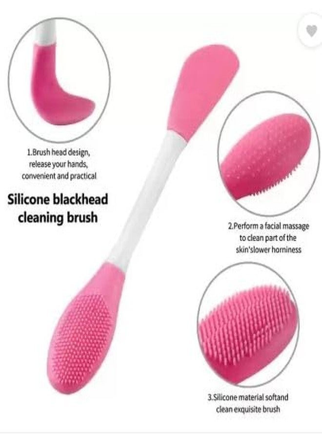 Gugzy Silicone Double-head Face Mask Brush, Facial Mask Applicator, Makeup Removel Scrubber, Lips Face Cleansing Exfoliating Brush And Body Butter Applicator (Light Pink) - Image 4