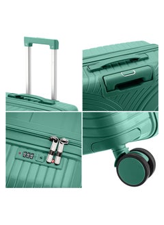 SENATOR Unisex Hard Case Medium Checked Luggage Lightweight PP Fashion Trolley Luggage with 360° Degree 4 Twin Wheel and Safe Zippers KH1010 Green  - Image 3