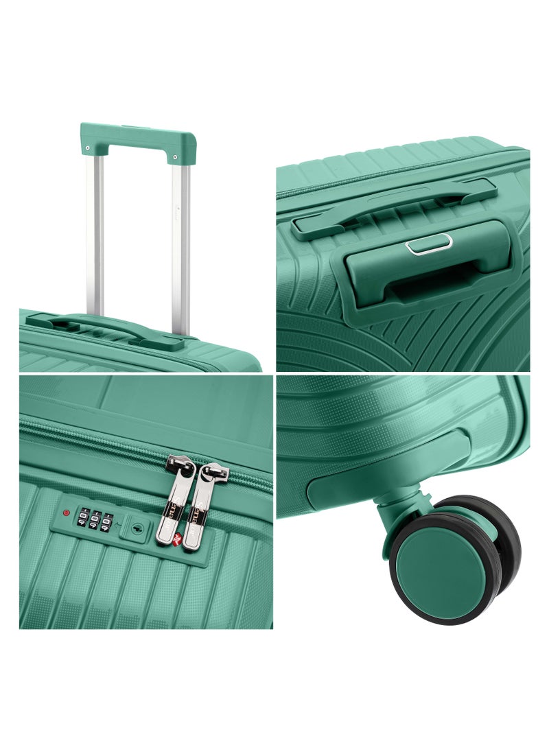 SENATOR Unisex Hard Case Medium Checked Luggage Lightweight PP Fashion Trolley Luggage with 360° Degree 4 Twin Wheel and Safe Zippers KH1010 Green  - Image 3