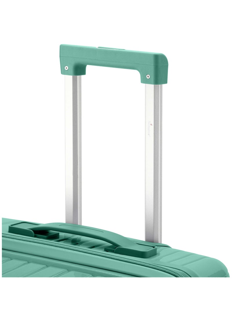 SENATOR Unisex Hard Case Medium Checked Luggage Lightweight PP Fashion Trolley Luggage with 360° Degree 4 Twin Wheel and Safe Zippers KH1010 Green  - Image 4