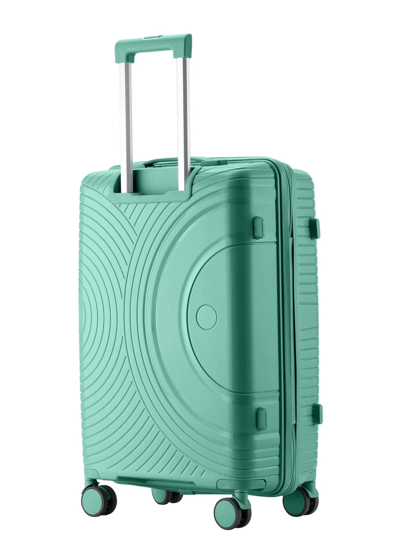 Senator  unisex hard case medium checked luggage lightweight pp fashion trolley luggage with 360° degree 4 twin wheel and safe zippers kh1010 green  | Best Price UAE