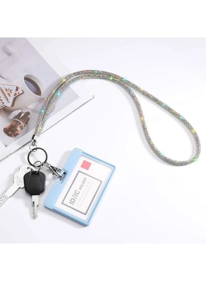 Black Rhinestone Lanyard with Metal Clasp and Keyring for ID Card Keys - Image 5