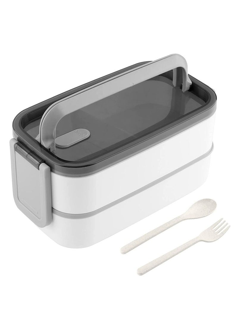 Arabest - DIY Double-Layer Lunch Bento Box, 2 Tier Lunch Box with Removable Compartments, Leakproof Lunch Container with Cutlery Set, Box-Insulated Bento Box with Handle for Home Office Work Picnic - Image 1