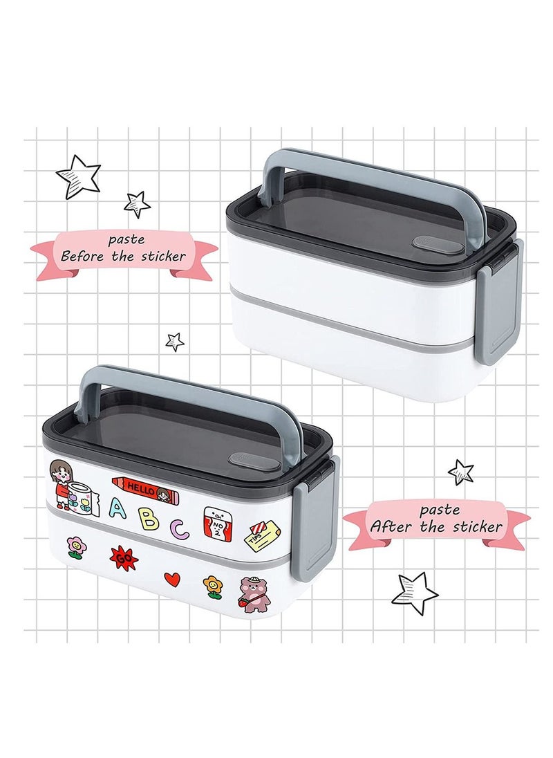 Arabest - DIY Double-Layer Lunch Bento Box, 2 Tier Lunch Box with Removable Compartments, Leakproof Lunch Container with Cutlery Set, Box-Insulated Bento Box with Handle for Home Office Work Picnic - Image 1