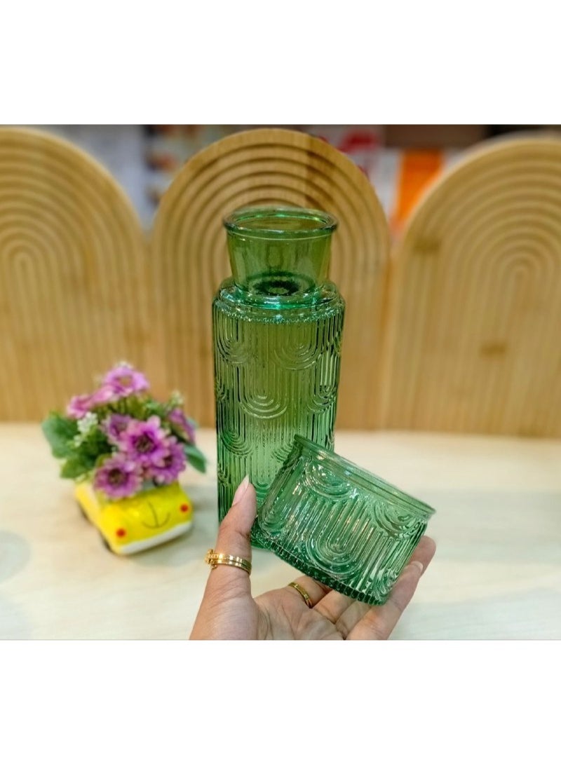 Glass bottle with a cup for water, juices and drinks. Capacity: 850 ml bottle, 220 ml cup - Image 2