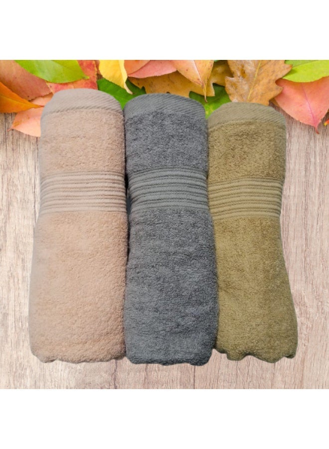 طقم فوطة قطن مقاس 50x100 سم عدد 3 قطع جودة عالية   قطن مصرى انتاج المحلة فوطة قطن - Image 1