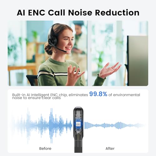 EKSA H3 Trucker Bluetooth Headset V5.4, Wireless Headphones with Mic Noise Cancelling, Mute Button & Replacement Ear Cushion, 65Hrs Driver Bluetooth Headset for Cellphone Office Work - Image 2