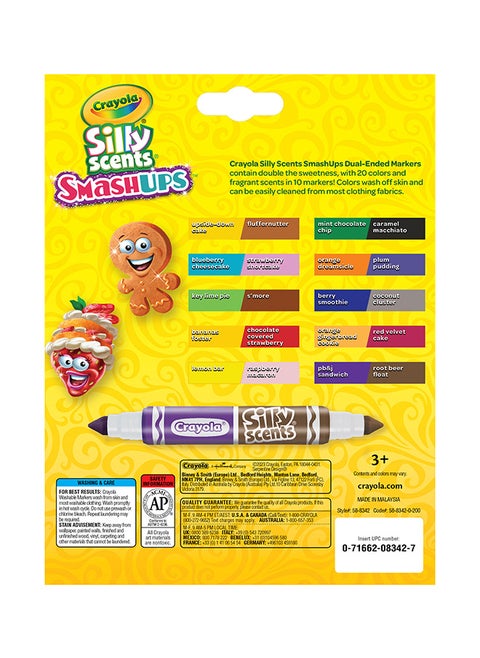 Dual-Ended Silly Scents Smash Ups Washable Markers, Broad Line, 10 Count