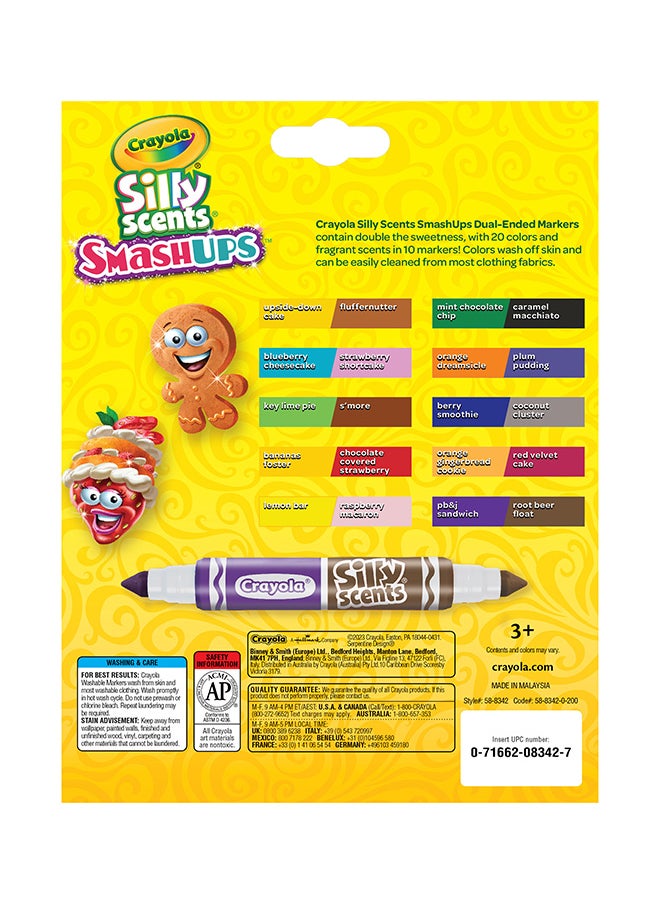 Dual-Ended Silly Scents Smash Ups Washable Markers, Broad Line, 10 Count