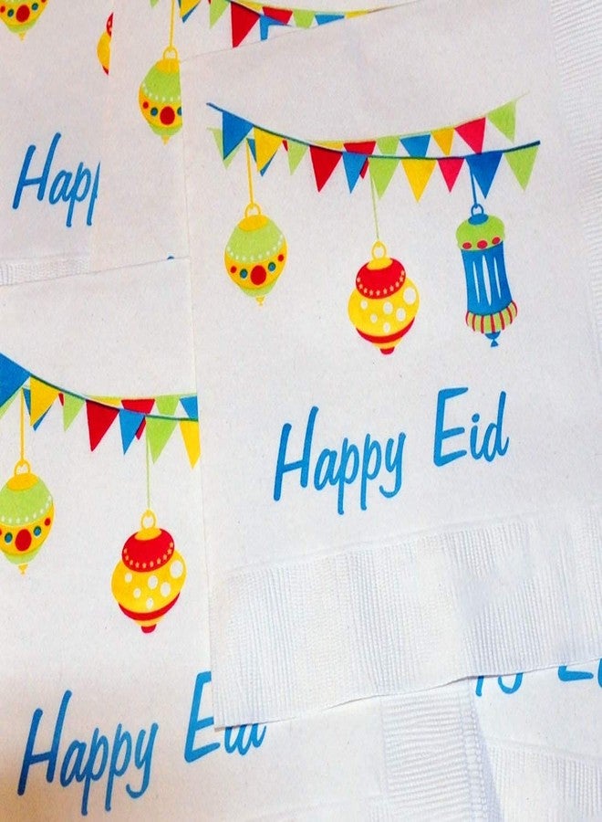 زافرون شوب مناديل حفلات بتصميم فوانيس عيد سعيد من زعفران (عبوة من 20 منديلًا) - Image 4