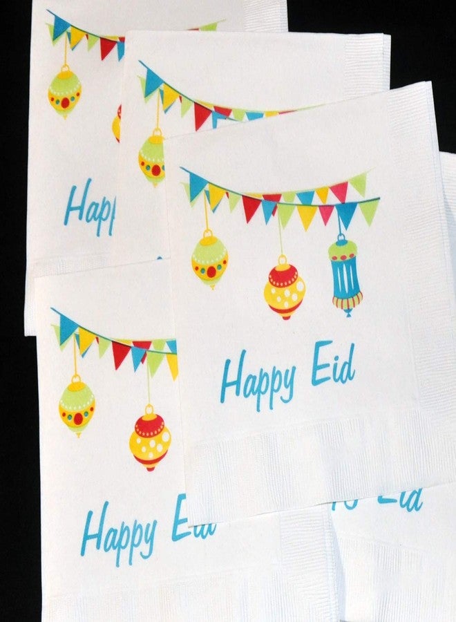 زافرون شوب مناديل حفلات بتصميم فوانيس عيد سعيد من زعفران (عبوة من 20 منديلًا) - Image 2