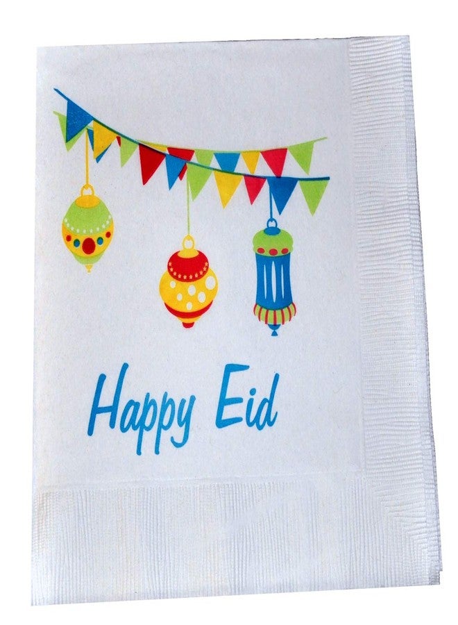 زافرون شوب مناديل حفلات بتصميم فوانيس عيد سعيد من زعفران (عبوة من 20 منديلًا) - Image 1