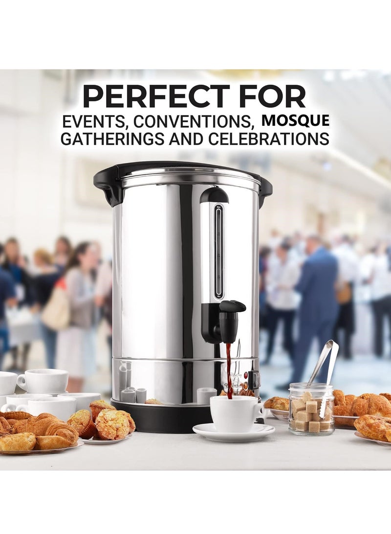 Microplus Water Urn Boiler, 16 Litre Large Capacity, One Hand Use, Stainless Steel, Lockable Lid, External Water Gauge And Cool Touch Handles For Safety, 2000W Silver PS-4758 - Image 3