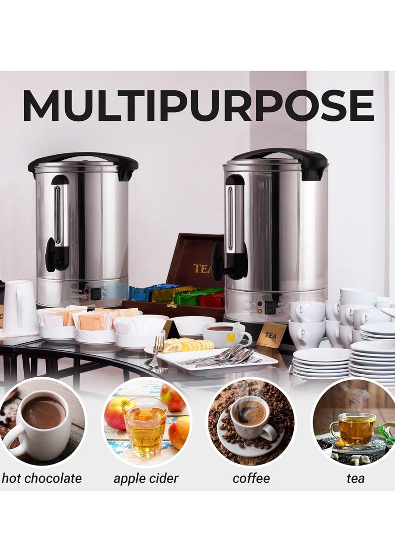 Microplus Water Urn Boiler, 16 Litre Large Capacity, One Hand Use, Stainless Steel, Lockable Lid, External Water Gauge And Cool Touch Handles For Safety, 2000W Silver PS-4758 - Image 4