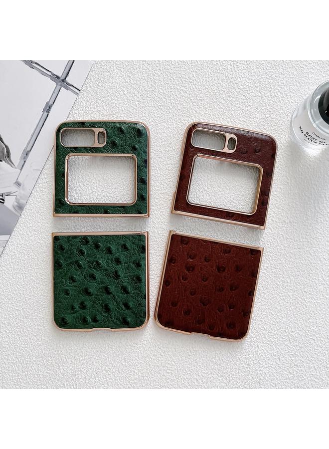 اس-توب جراب لهاتف موتورولا موتو رازر 2022 مصنوع من جلد طبيعي بنقشة جلد النعام مع طلاء نانوي - Image 4