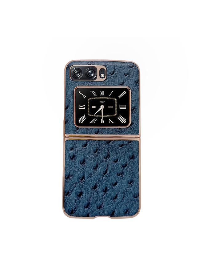 اس-توب جراب لهاتف موتورولا موتو رازر 2022 مصنوع من جلد طبيعي بنقشة جلد النعام مع طلاء نانوي - Image 1