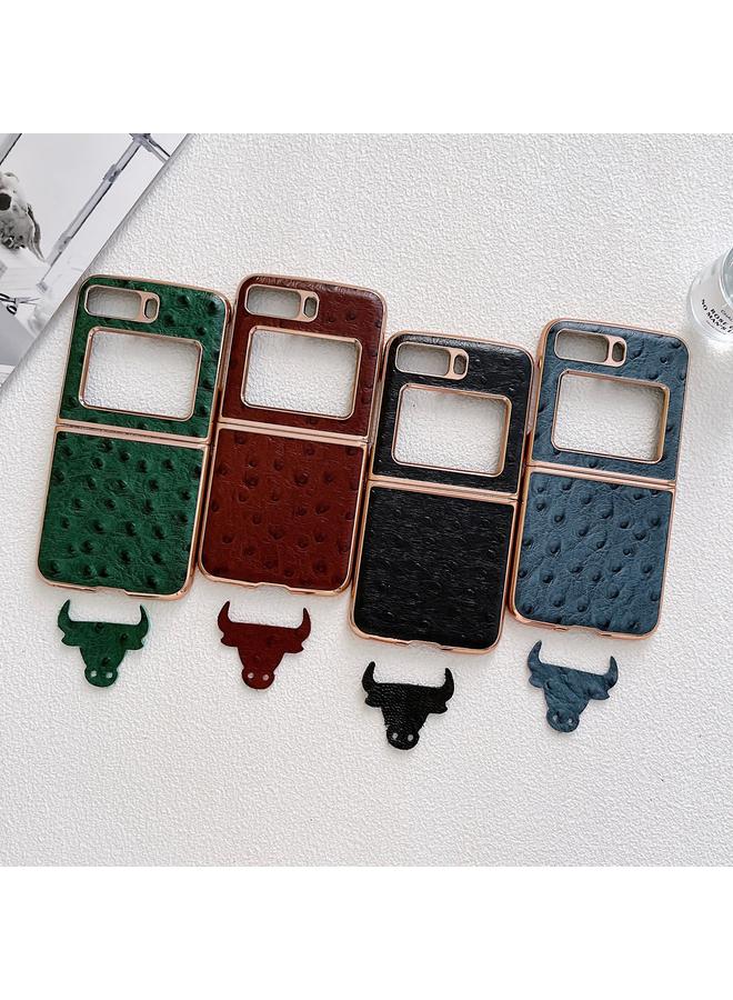 اس-توب جراب لهاتف موتورولا موتو رازر 2022 مصنوع من جلد طبيعي بنقشة جلد النعام مع طلاء نانوي - Image 5