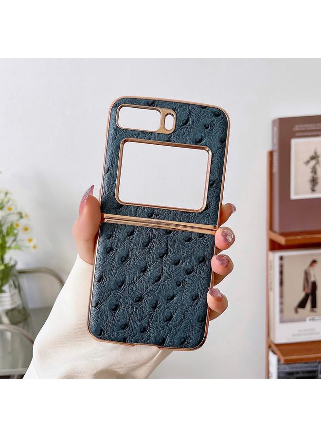 اس-توب جراب لهاتف موتورولا موتو رازر 2022 مصنوع من جلد طبيعي بنقشة جلد النعام مع طلاء نانوي - Image 2