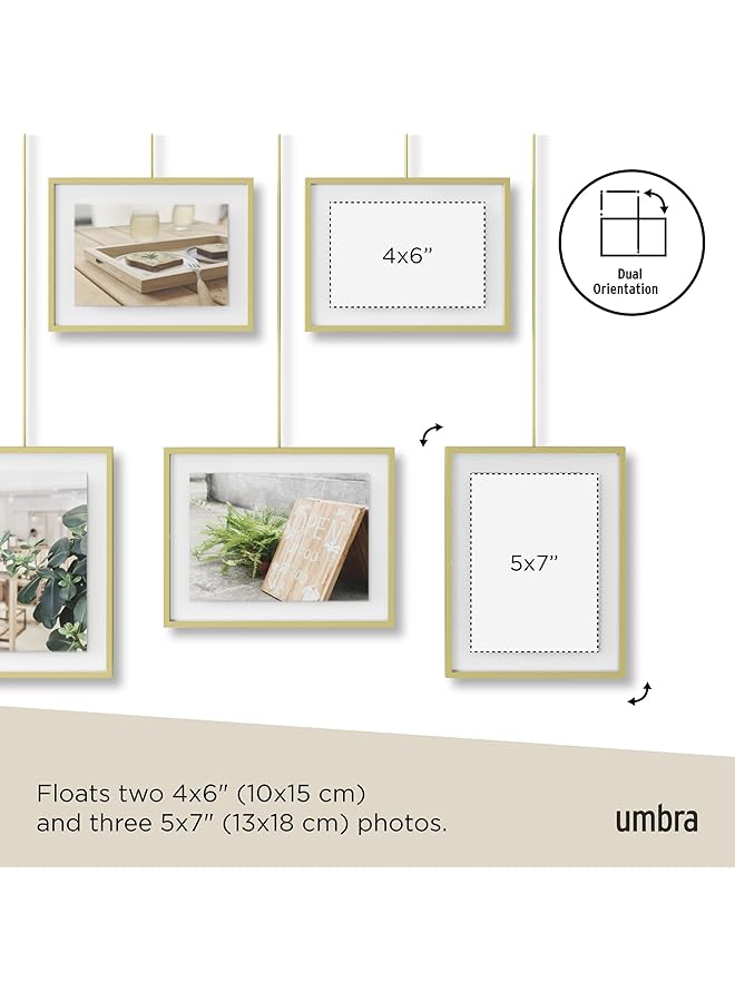 erorex Exhibit Picture Frame Gallery Set Adjustable Collage Display For 5 Photos Prints Artwork And More Holds Two 4 X 6 Inch And Three 5 X 7 Inch Images Normal Brass - Image 5