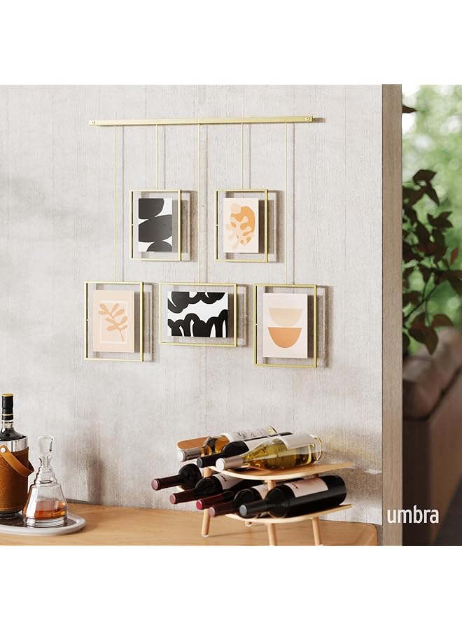 erorex Exhibit Picture Frame Gallery Set Adjustable Collage Display For 5 Photos Prints Artwork And More Holds Two 4 X 6 Inch And Three 5 X 7 Inch Images Normal Brass - Image 2