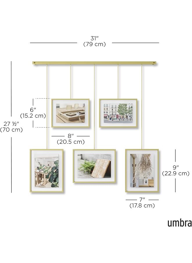 erorex Exhibit Picture Frame Gallery Set Adjustable Collage Display For 5 Photos Prints Artwork And More Holds Two 4 X 6 Inch And Three 5 X 7 Inch Images Normal Brass - Image 3