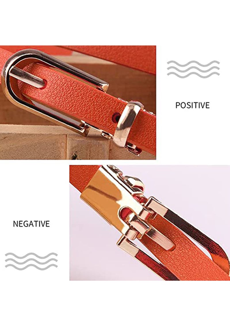 Women Skinny Leather Belts, 3 PCS Thin Jean Waist Belt, with Metal Buckle Solid Color Patent with Alloy for Jeans Dress Fashion - Image 3