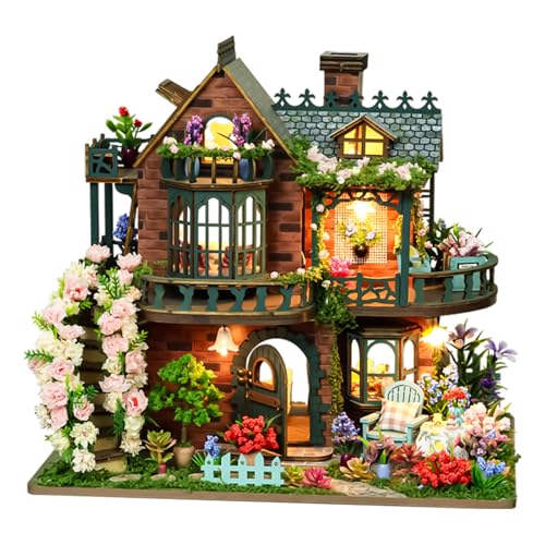 Spilay DIY Miniature Dollhouse Kit Fairy Garden Miniature Dollhouse with LED Light Mini House Building Kit Book Nook for Adult Creative Bookshelf Decoration Unique Gift - Image 1