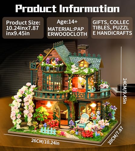 Spilay DIY Miniature Dollhouse Kit Fairy Garden Miniature Dollhouse with LED Light Mini House Building Kit Book Nook for Adult Creative Bookshelf Decoration Unique Gift - Image 5