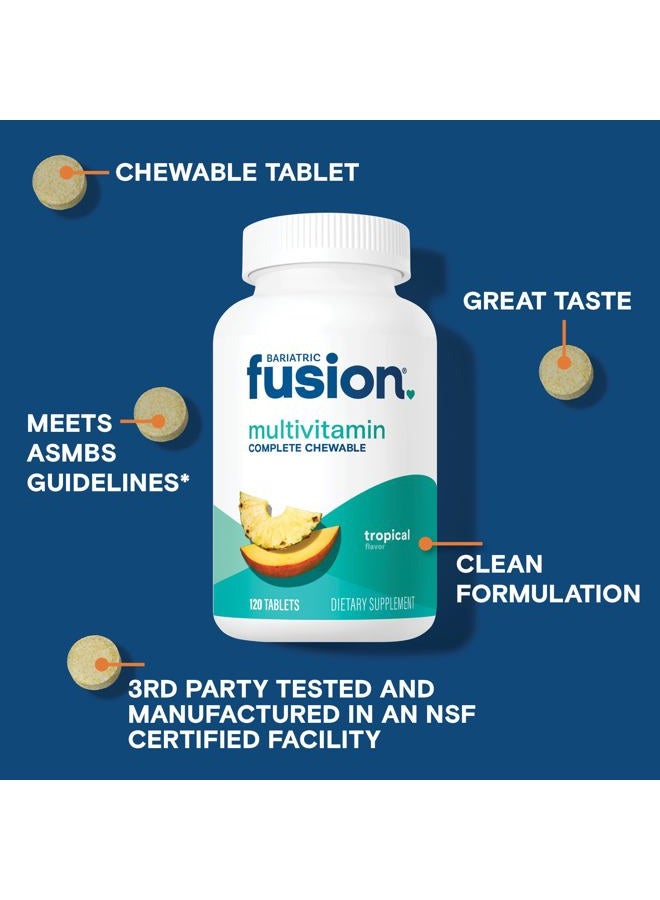 Bariatric Fusion فيتامينات متعددة قابلة للمضغ كاملة استوائية مع الحديد لمرضى جراحة السمنة بما في ذلك تحويل مسار المعدة واستئصال المعدة - 120 قرص - Image 3