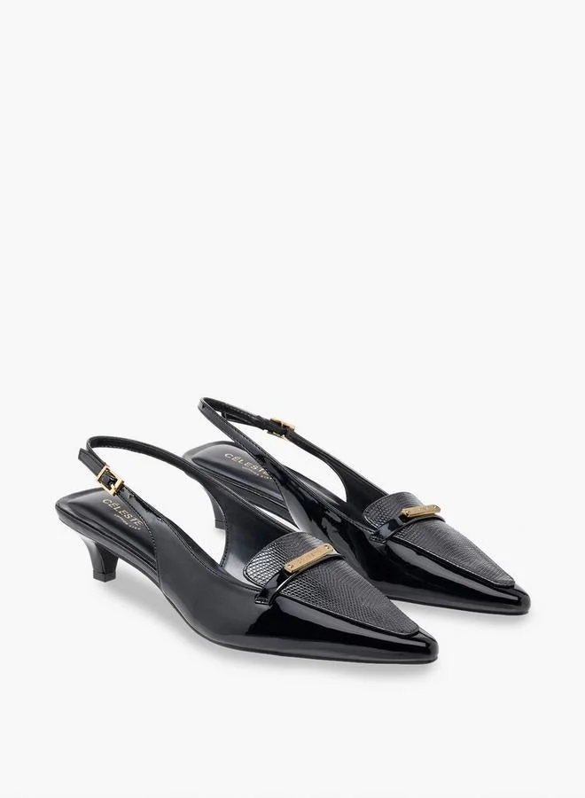 Celeste Women Textured Kitten Heel Shoes