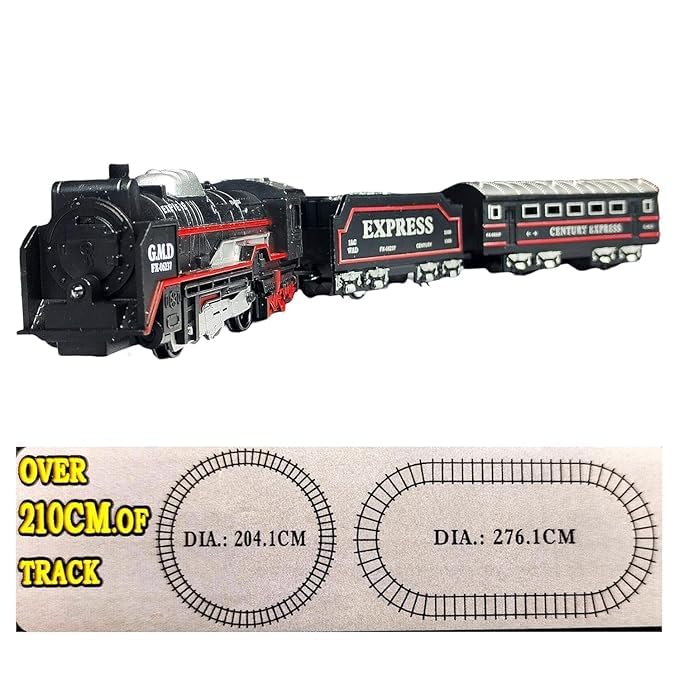 Braintastic Battery Operated Toy Train Set with Engine Locomotive Passenger Coach Cargo Car Track Pieces Headlight Railway Play Set for Kids 13 Pieces - Image 4