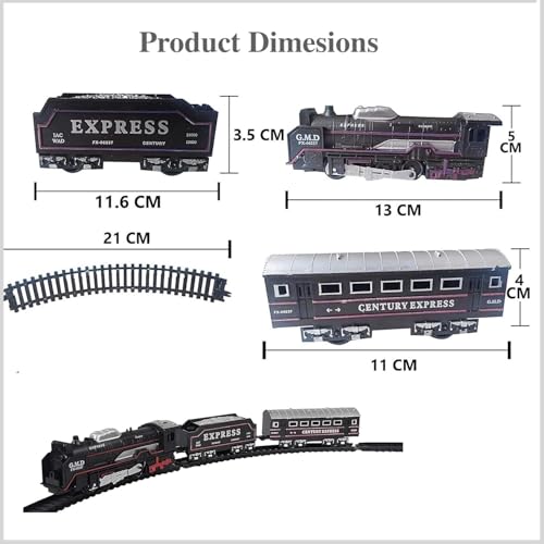Braintastic Battery Operated Toy Train Set with Engine Locomotive Passenger Coach Cargo Car Track Pieces Headlight Railway Play Set for Kids 13 Pieces - Image 3