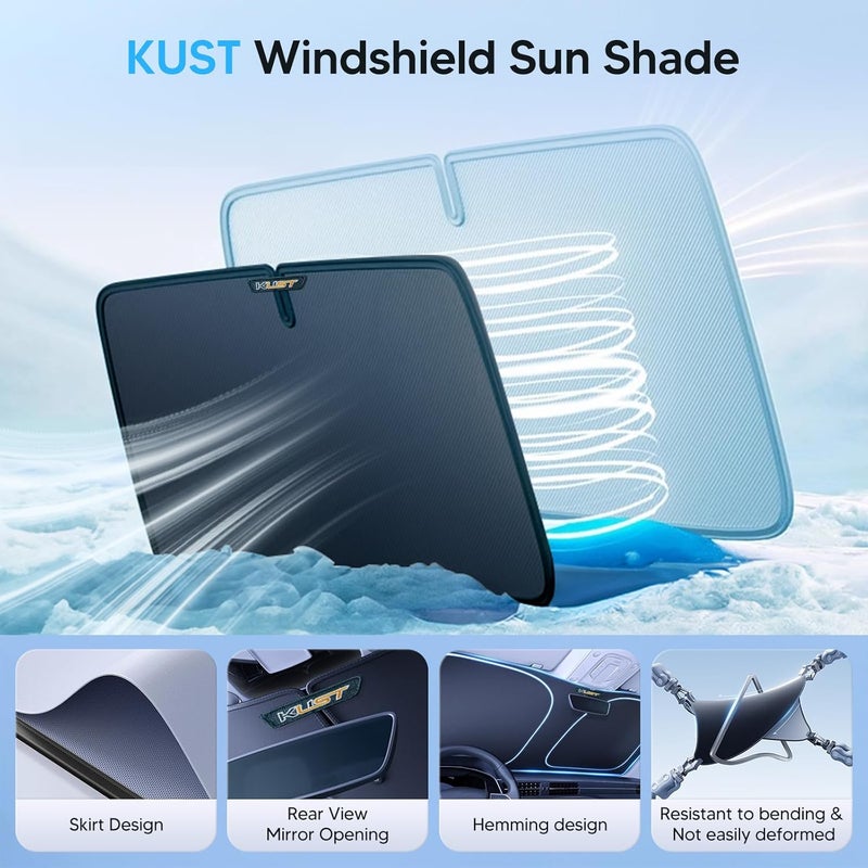 KUST Windshield Sun Shade for KIA K5 / Kia Optima Accessories 2016 2017 2018 2019 2020 (Not for 2021 KIA K5) Custom Fit Window Shade Foldable Sun Visor Protector Blocks UV Rays Keep Your Car Cooler - Image 4