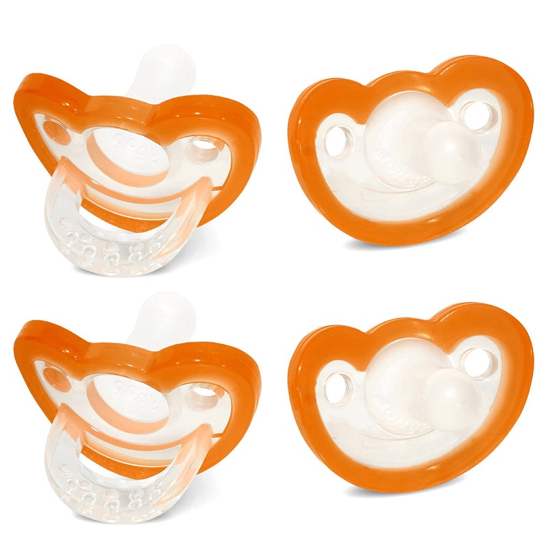 RaZbaby Jollypop Pacifier for Newborns Up USA Made Natural Shaped Orthodontic Binky Lovingly Shared in NICUs Hospitals Worldwide MedicalGrade 100 BPAFree 03 Months 4 Pack Orange
