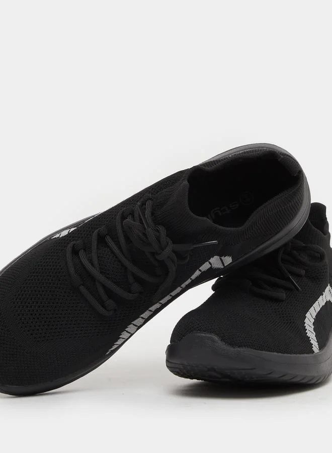 Styli Knitted Slip In Lace Up Sneakers
